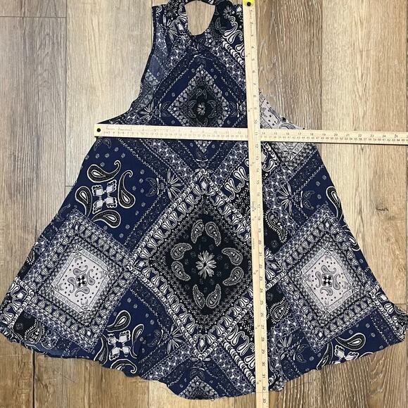 FREE PEOPLE INTIMATELY Beaux Slip Dress Blue Size Small Mock Neck Open Back - Picture 10 of 10